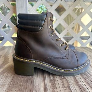 DR MARTENS ALEXANDRA 6 Eye Brown Leather Lace Up Boot Size 9